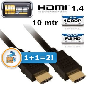 iBood - Duo-pack: HDGear hdmi 1.4 kabel 10 meter lang iBood - Duo-pack: HDGear hdmi 1.4 kabel 10 meter lang