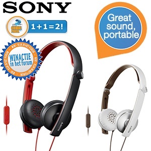 iBood - Duopack Sony Headphones met microfoon (wit / zwart) Geschikt voor alle smartphones!