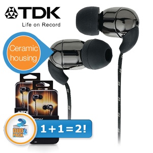iBood - Duo-pack TDK IE500 in-ears met keramische behuizing voor een vol en rijk geluid iBood - Duo-pack TDK IE500 in-ears met keramische behuizing voor een vol en rijk geluid