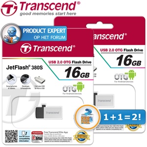 iBood - Duopack Transcend 16GB JetFlash Mobile On The Go - USB/MicroUSB Stick iBood - Duopack Transcend 16GB JetFlash Mobile On The Go - USB/MicroUSB Stick