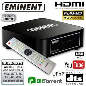iBood - Eminent EM7071 hdMEDIA Full HD 1080P Mediaspeler iBood - Eminent EM7071 hdMEDIA Full HD 1080P Mediaspeler