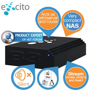 iBood - Excito B3 NAS met fluisterstil design en 2x Gigabit-aansluiting iBood - Excito B3 NAS met fluisterstil design en 2x Gigabit-aansluiting
