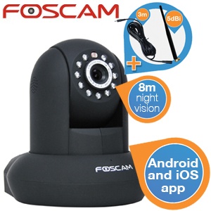 iBood - Foscam beveiligingscamera plus 5dBi WiFi Antenne and 3m extra elektriciteitskabel iBood - Foscam beveiligingscamera plus 5dBi WiFi Antenne and 3m extra elektriciteitskabel