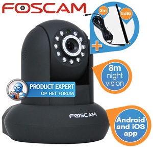 iBood - Foscam FI9831W WiFi HD indoor camera (Bundel met 5dBi antenne en 3 meter power cable) iBood - Foscam FI9831W WiFi HD indoor camera (Bundel met 5dBi antenne en 3 meter power cable)