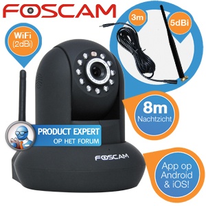 iBood - Foscam HD IP-camera bundel met 5dBi antenne en 3m zwarte extensiekabel iBood - Foscam HD IP-camera bundel met 5dBi antenne en 3m zwarte extensiekabel