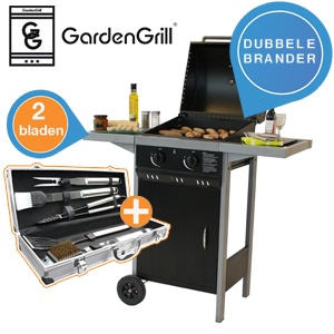 iBood - Garden Grill Optima 2.0 met 5-delige luxe BBQ set in aluminium koffer iBood - Garden Grill Optima 2.0 met 5-delige luxe BBQ set in aluminium koffer