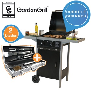 iBood - Garden Grill Optima 2.0 met 5-delige luxe BBQ set in aluminium koffer