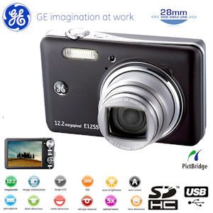 iBood - GE 12 MP Digitale Camera met Groothoeklens en 5x optische Zoom Inclusief GE Tas en 2Gb SD Kaart