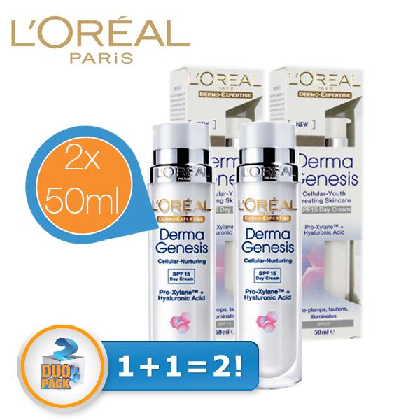 iBood Health & Beauty - 2x L'oreal Derma Genesis Dagcreme SPF 15 iBood Health & Beauty - 2x L'oreal Derma Genesis Dagcreme SPF 15