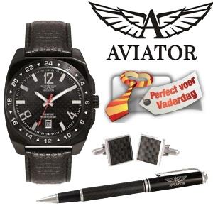 iBood Health & Beauty - Aviator giftset voor vaders met horloge, pen en manchetknopen iBood Health & Beauty - Aviator giftset voor vaders met horloge, pen en manchetknopen