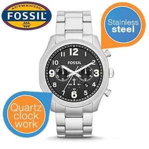 iBood Health & Beauty - Fossil herenhorloge van edelstaal - Zilver iBood Health & Beauty - Fossil herenhorloge van edelstaal - Zilver