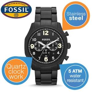 iBood Health & Beauty - Fossil herenhorloge van edelstaal - Zwart