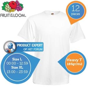 iBood Health & Beauty - Fruit of the loom 12 witte katoenen t-shirts 'Heavy T'? maat L