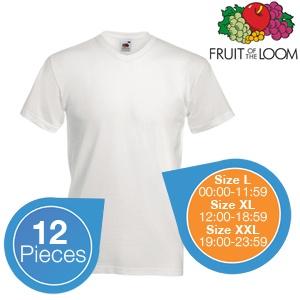 iBood Health & Beauty - Fruit of the Loom 12 witte katoenen t-shirts ? Maat L (online van 00:00-11:59u)