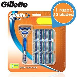 iBood Health & Beauty - Gillette Fusion pakket: 1 apparaat en 13 mesjes!