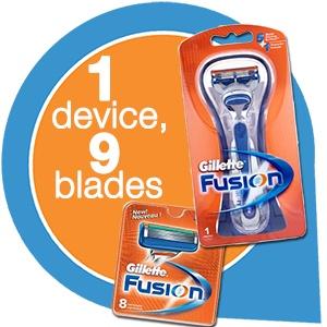 iBood Health & Beauty - Gillette Fusion pakket: 1 apparaat en 9 mesjes! iBood Health & Beauty - Gillette Fusion pakket: 1 apparaat en 9 mesjes!