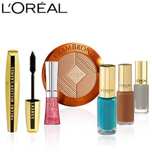 iBood Health & Beauty - L?Oréal cosmetica set: Sunkessed Palette, Million Lashes Mascara, Glam Shine lip gloss and Color Riche Le Vernis nagellak