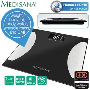 iBood Health & Beauty - Medisana lichaamsanalyseweegschaal - Meet het gewicht, lichaamsvet, lichaamsvocht, spiermassa en BMI