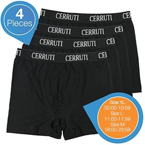 iBood Health & Beauty - Zwarte Cerruti boxershorts, set van 4 stuks ? Maat L online: 11:00-17:59 iBood Health & Beauty - Zwarte Cerruti boxershorts, set van 4 stuks ? Maat L online: 11:00-17:59