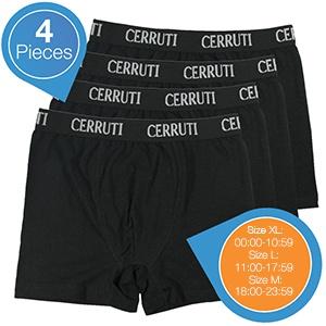 iBood Health & Beauty - Zwarte Cerruti boxershorts, set van 4 stuks ? Maat M (online: 18:00-23:59)
