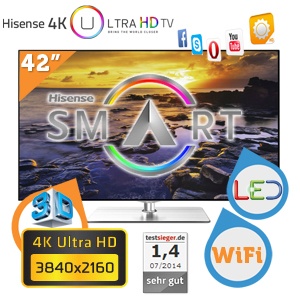 iBood - Hisense 42-inch UltraHD 3D LED SmartTV - de TV van de toekomst, scoor je vandaag!