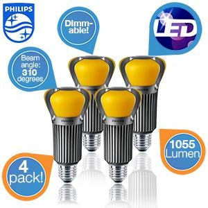 iBood Home & Living - 4 pack Philips LED lampen met E27 fitting, 2700K, 1055lumen - dimbaar