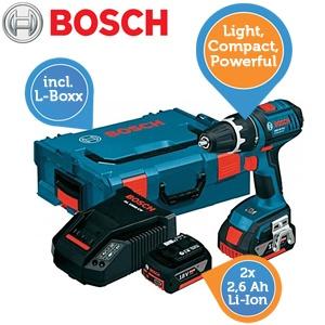 iBood Home & Living - Bosch Blauw GSR 18 V-LI Professional, 2 x 2,6 Ah Premium accu en de handige Bosch L-Boxx