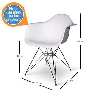 iBood Home & Living - Design kuipstoel, wit met chromen onderstel (set van 2) iBood Home & Living - Design kuipstoel, wit met chromen onderstel (set van 2)