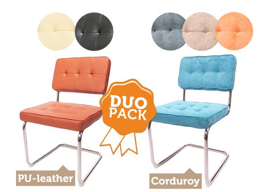 iBood Home & Living - Duopack Bauhausstoelen in PU kunstleer of ribfluweel