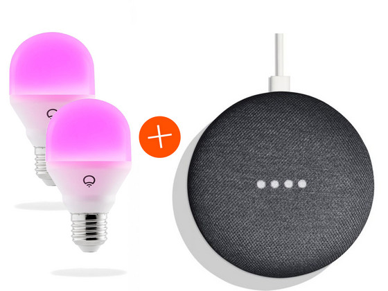 iBood Home & Living - Google Home Mini | Speaker + 2x Lamp