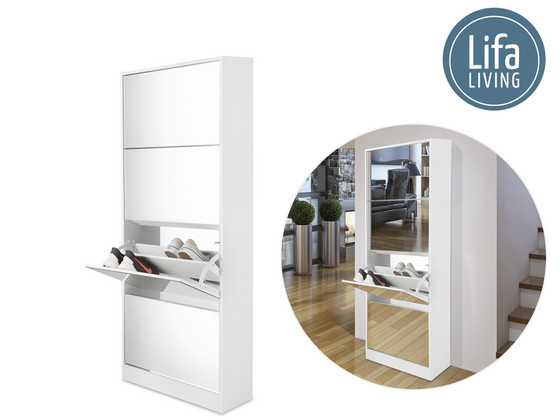 iBood Home & Living - Lifa Schoenenkast met Spiegel (4-laags)