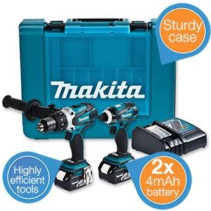 iBood Home & Living - Makita Combi set van slagboor en accuschroefmachine + 2x4.0 Ah accu