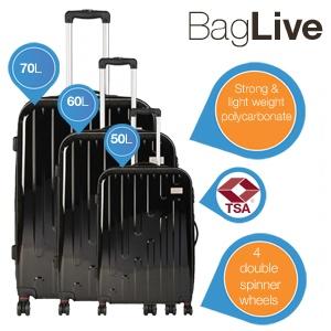 iBood Home & Living - Set van 3 hardshell trolleys met 4 dubbel uitgevoerde spinner-wheels iBood Home & Living - Set van 3 hardshell trolleys met 4 dubbel uitgevoerde spinner-wheels