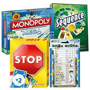 iBood Home & Living - Spellenpakket bestaande uit: Monopoly Mega; Sequence; Stop; Farm Yatzy iBood Home & Living - Spellenpakket bestaande uit: Monopoly Mega; Sequence; Stop; Farm Yatzy