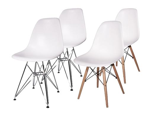 iBood Home & Living - Twee fraaie witte designstoelen ? hout / chroom onderstel iBood Home & Living - Twee fraaie witte designstoelen ? hout / chroom onderstel