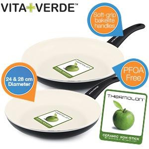 iBood Home & Living - VitaVerde Soft Grip koekenpannenset van twee pannen met Thermolon antiaanbaklaag iBood Home & Living - VitaVerde Soft Grip koekenpannenset van twee pannen met Thermolon antiaanbaklaag