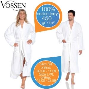 iBood Home & Living - Vossen Unisex badjas maat L/XL, katoen, wit (online: 12:00 ? 23:59)