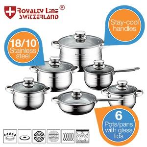 iBood Home & Living - Zeer uitgebreide pannenset van Royalty Line Switzerland ? 6 delen, elk met deksel iBood Home & Living - Zeer uitgebreide pannenset van Royalty Line Switzerland ? 6 delen, elk met deksel