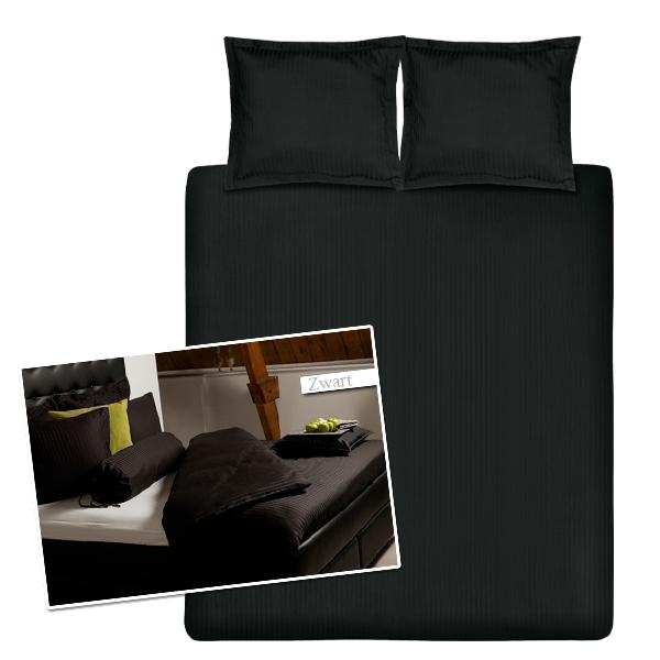 iBood Home & Living - Zwart katoensatijnen lits-jumeaux iBood Home & Living - Zwart katoensatijnen lits-jumeaux