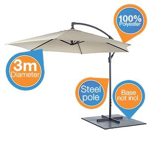 iBood Home & Living - Zwevende parasol XXL met 3m doorsnee iBood Home & Living - Zwevende parasol XXL met 3m doorsnee