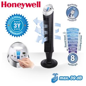 iBood - Honeywell ultrastille torenventilator met 8 standen, regelbare thermostaat, timer en afstandsbediening iBood - Honeywell ultrastille torenventilator met 8 standen, regelbare thermostaat, timer en afstandsbediening