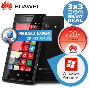 iBood - Huawei Ascend W1 Windows Phone 8 Smartphone met €20 cash back = € 119,95! iBood - Huawei Ascend W1 Windows Phone 8 Smartphone met €20 cash back = € 119,95!