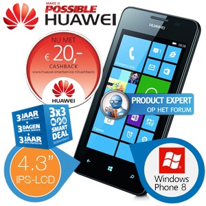 iBood - Huawei Ascend W2 Windows Phone 8 Smartphone met €20 cashback