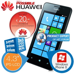 iBood - Huawei Ascend W2 Windows Phone 8 Smartphone met €20 cashback iBood - Huawei Ascend W2 Windows Phone 8 Smartphone met €20 cashback