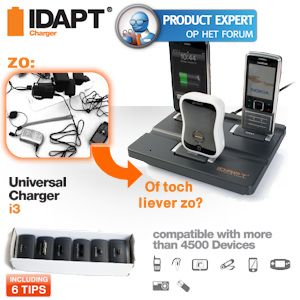 iBood - IDAPT I3 Oplaadstation met 6 Opzetstukken – Laad Praktisch Ieder Apparaat Op