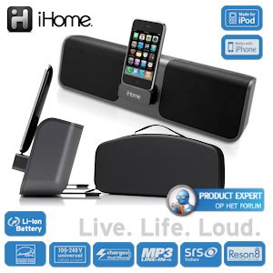 iBood - iHome draagbare stereo-installatie voor de iPhone / iPod met lithium ion accu iBood - iHome draagbare stereo-installatie voor de iPhone / iPod met lithium ion accu