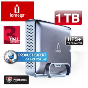 iBood - Iomega eGo 1TB externe harde schijf met USB 2.0 en FireWire 800 (opnieuw gecertificeerd als nieuw)