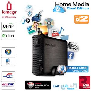 iBood - Iomega Home Media Gigabit NAS 2TB - Cloud Edition met Dual Core Processor, DLNA Server en Torrent client