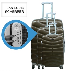 iBood - Jean Louis Scherrer 3-delige polycarbonaat trolleyset met 4 wielen, nu nog steviger en lichter – Brons