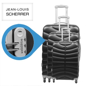 iBood - Jean Louis Scherrer 3-delige polycarbonaat trolleyset met 4 wielen, nu nog steviger en lichter – Zwart